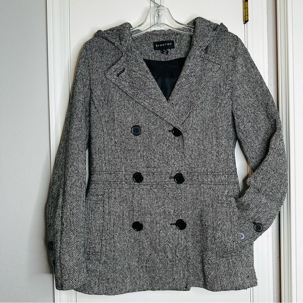 Braetan Herringbone Hooded Peacoat